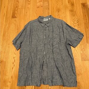 Cubavera Blue/Gray Casual Button Down Shirt